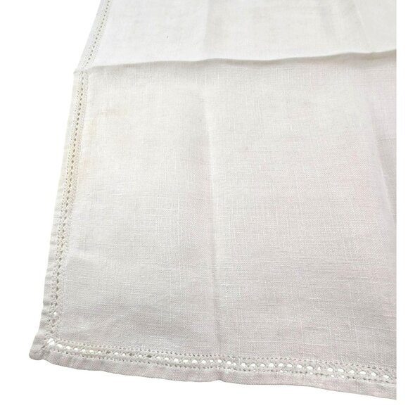 Vintage Irish Linen Napkin With Intricate Corner Lace Design 15" x 16" jj3800 - Picture 6 of 7